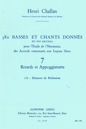 シャラン／380の和声課題集・バス課題とソプラノ課題・7B:解答例※出版社都合により、納期にお時間をいただく場合がございます
