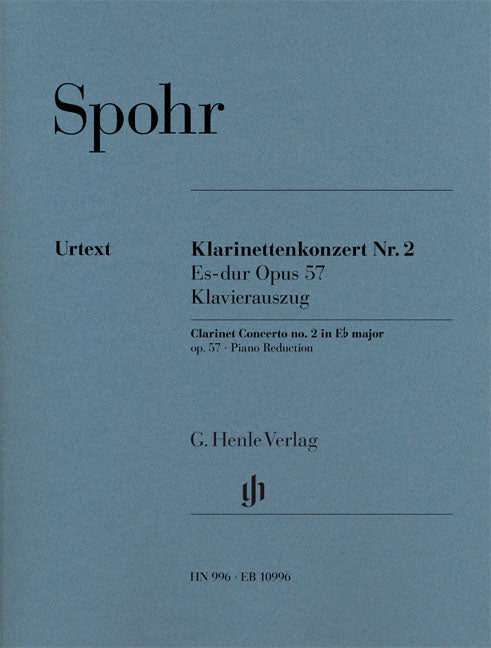 シュポーア／クラリネット協奏曲第2番 変ホ長調 作品57 (ピアノ・リダクション)《輸入クラリネット楽譜》