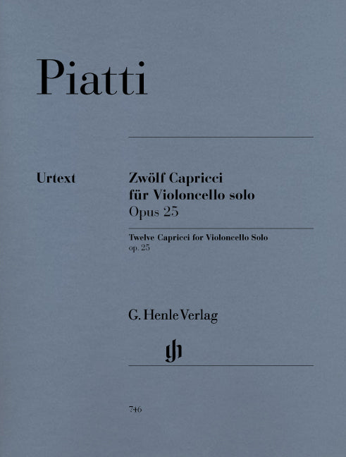 ピアッティ／無伴奏チェロのための12のカプリース 作品25《輸入チェロ楽譜》の画像