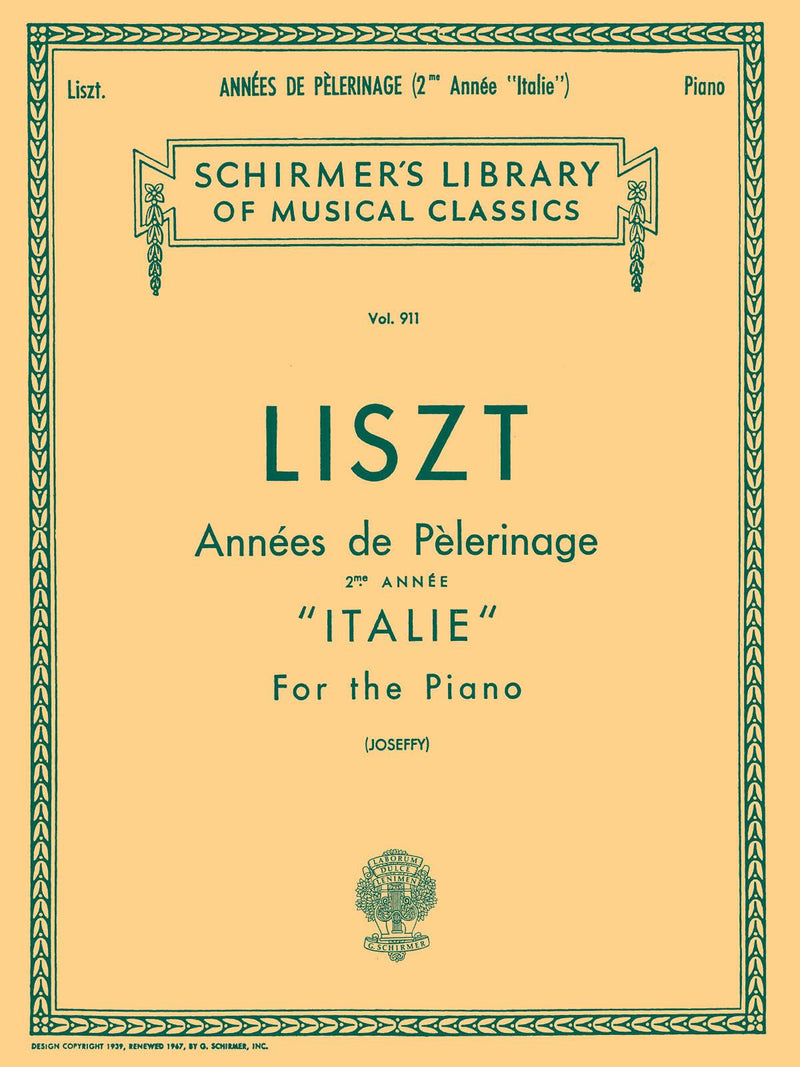 リスト／巡礼の年 第2年「イタリア」《輸入ピアノ楽譜》