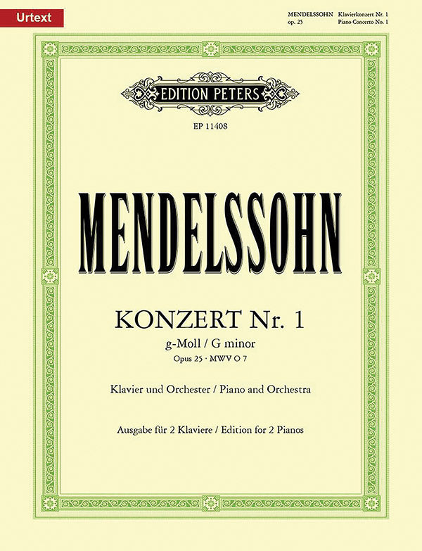 メンデルスゾーン／ピアノ協奏曲 第1番 ト短調 作品25 (2台のピアノ)《輸入ピアノ楽譜》（ペータース出版）の画像