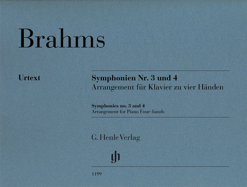 ブラームス／交響曲第3番、第4番 (連弾)《輸入ピアノ楽譜》