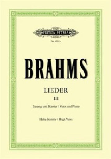 ブラームス／歌曲集第3巻（高声用）(ペータース出版)《輸入声楽，合唱譜》※出版社都合により、納期にお時間をいただく場合がございますの画像