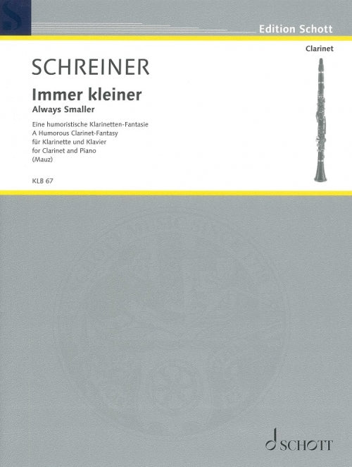 シュレイナー／だんだん小さく（インマー・クライナー）《輸入クラリネット楽譜》の画像