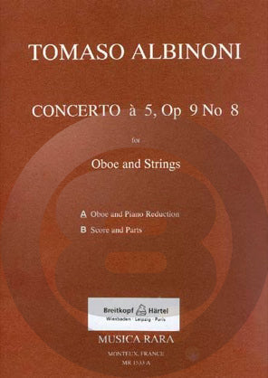 アルビノーニ／オーボエ協奏曲 op.9・第8番《輸入オーボエ楽譜》の画像