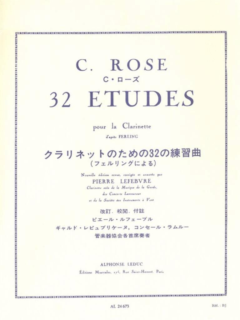 ローズ／フェルリングによるクラリネットのための32の練習曲《輸入クラリネット楽譜》